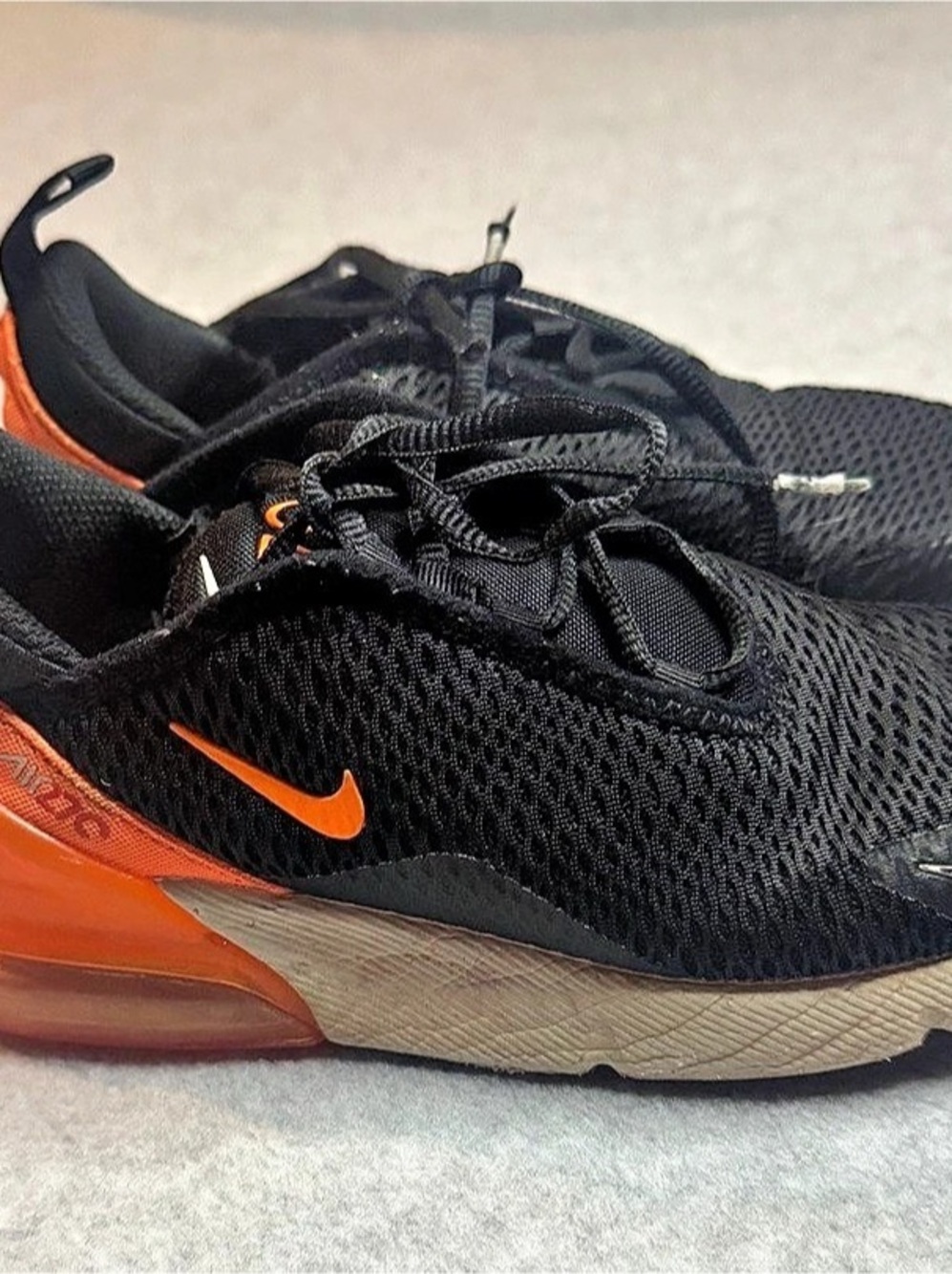 Nike Air Max 270 Kids Sneakers Girls US 2Y Black & Orange